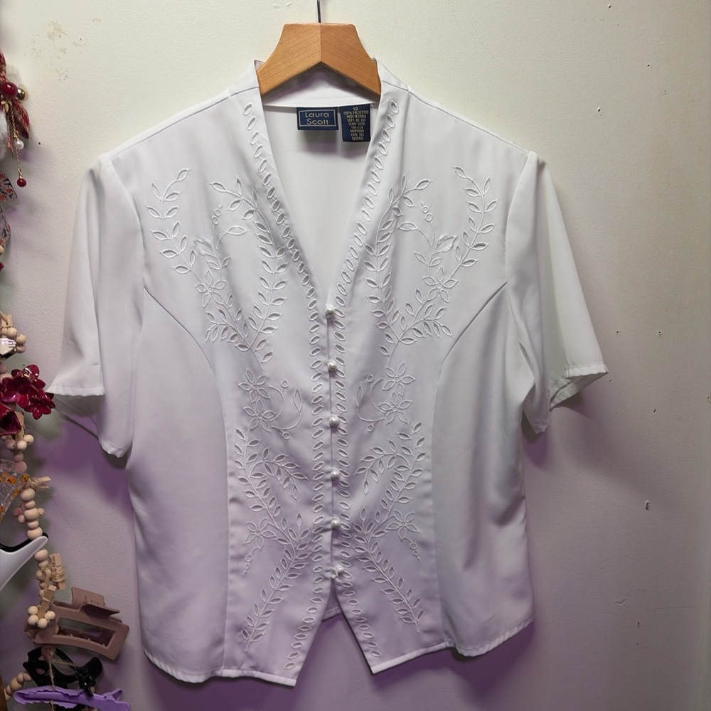 White Embroidered Women's Top